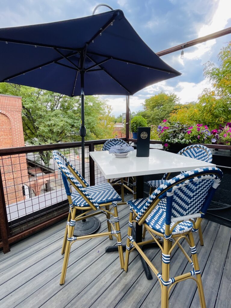 Seating area on the roof of The Roost in Longmont Colorado