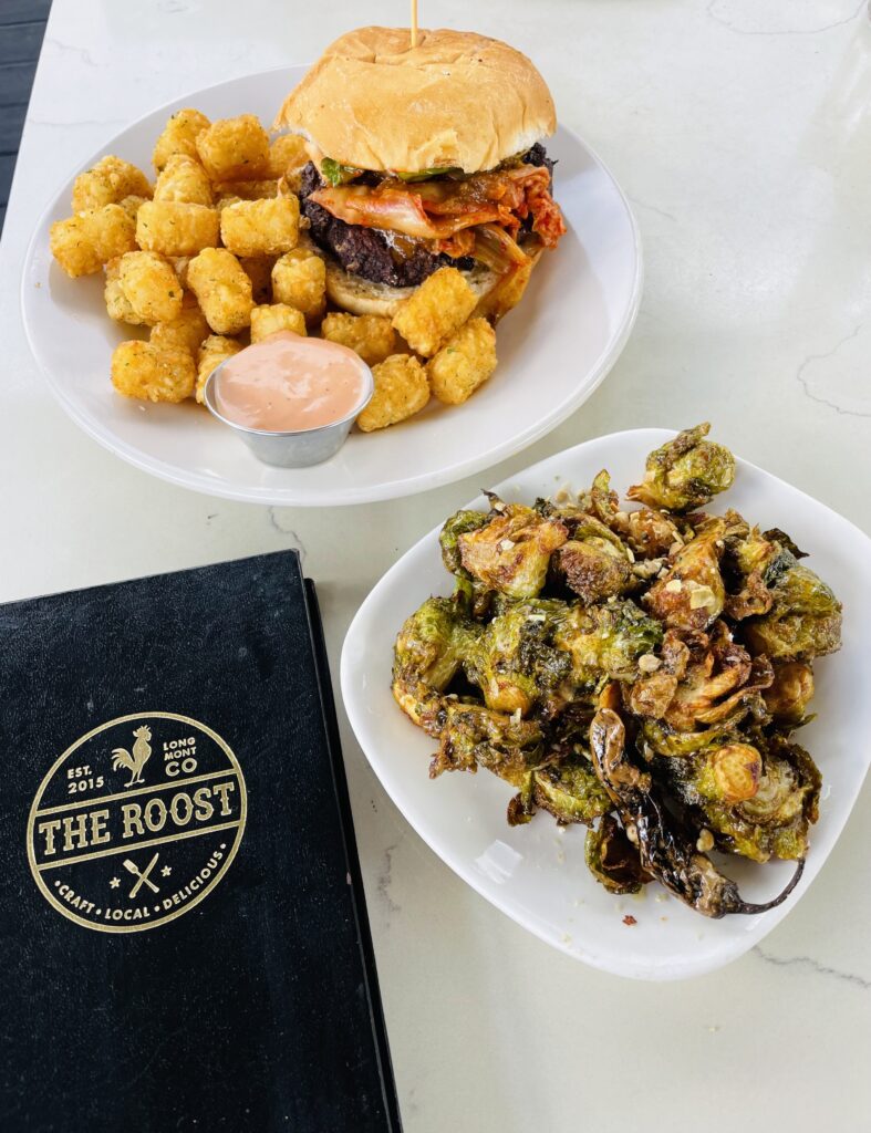 Kimchi Burger & Fried Brussels Sprouts