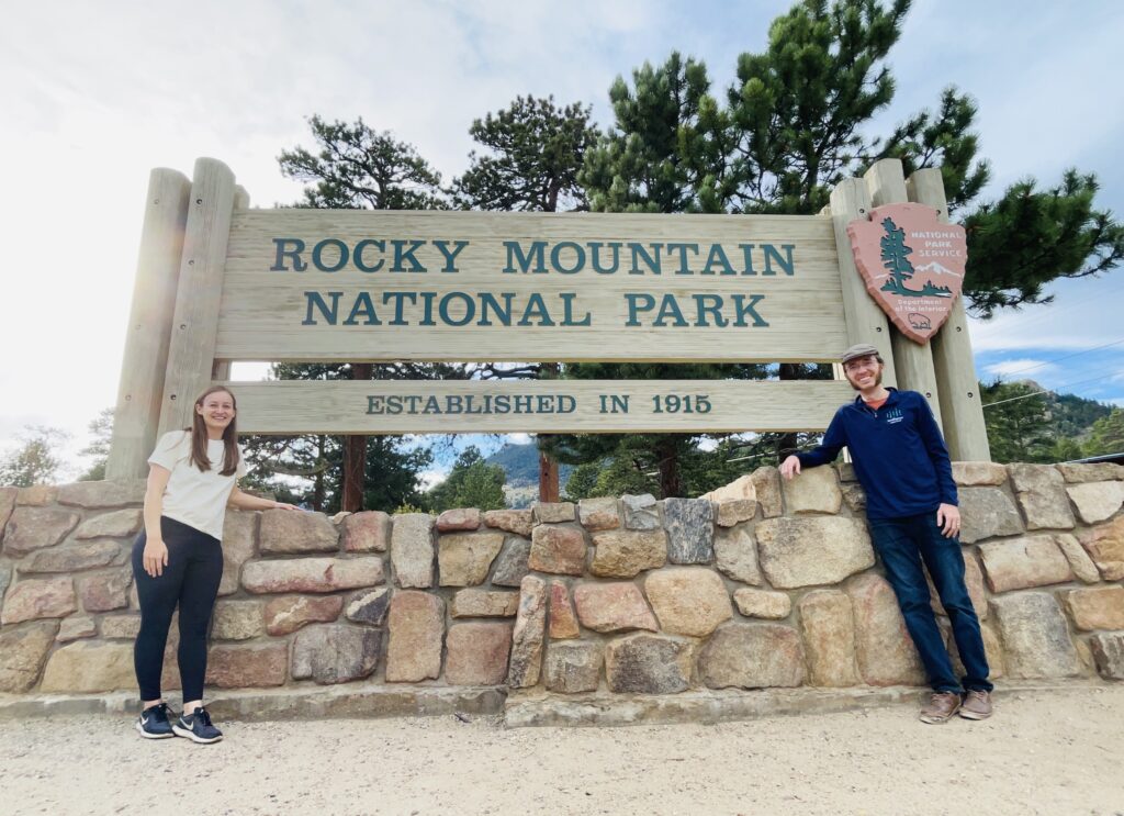 Rocky Mountain National Park Sign just before the Beaver Meadows Visitor Center