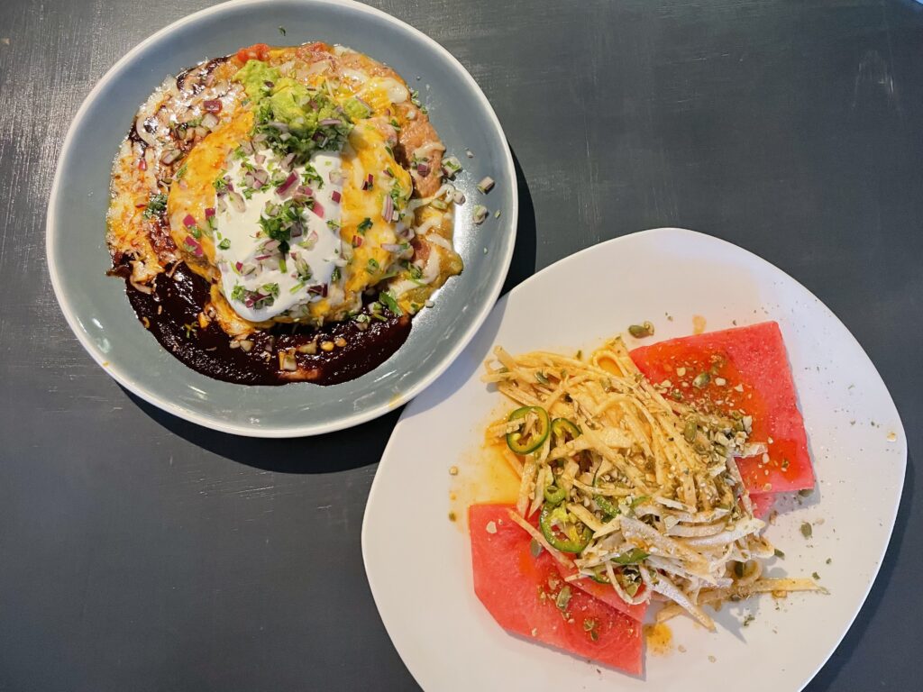 Watermelon & Jicama Salad + Smothered Quesadillas Montadas