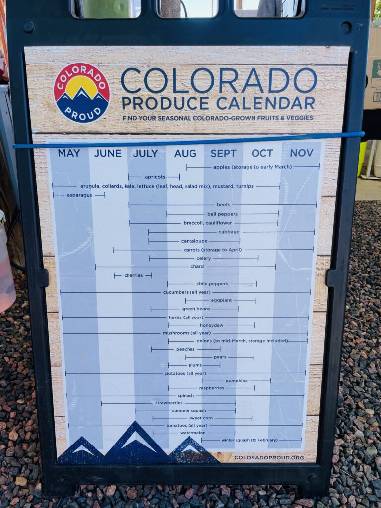 Photo of Colorado Produce Calendar at Longmont Farmers Market